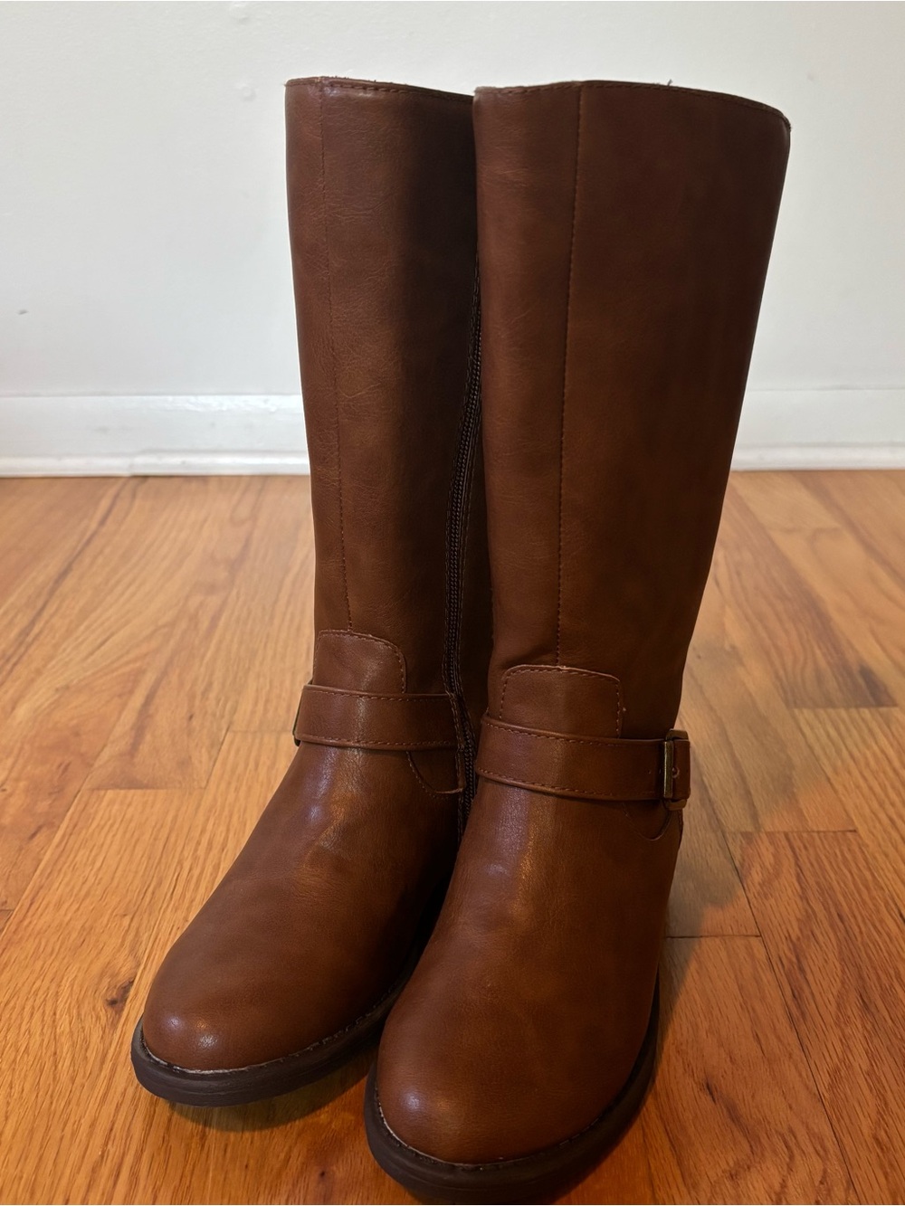Sugar Brown Tall Girls Faux Leather zip up Boots